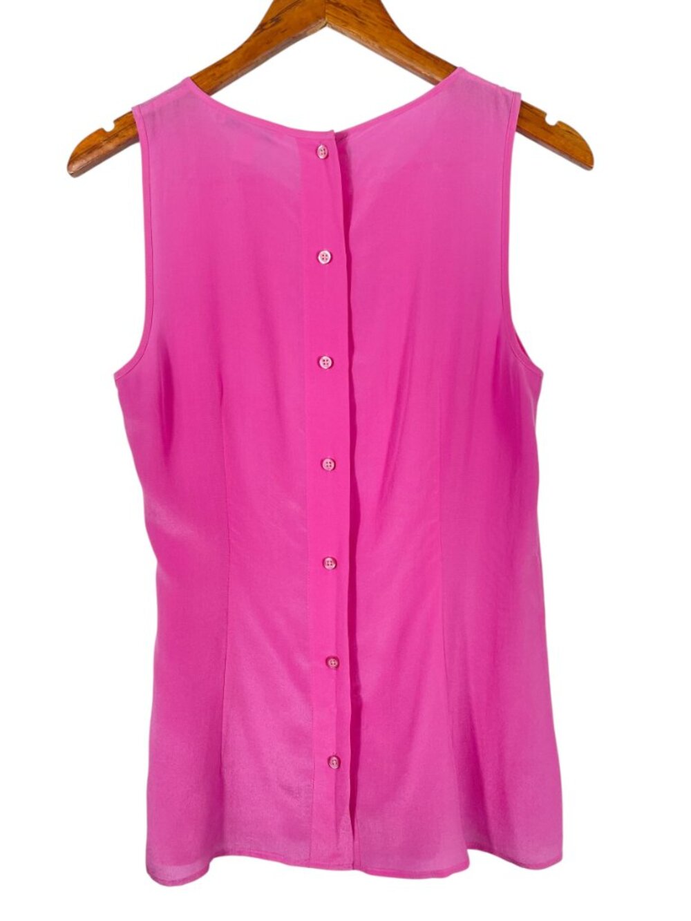 Banana Republic 100% Silk Pintuck Shell Blouse Pink Sleeveless Top 8 - Picture 3 of 13